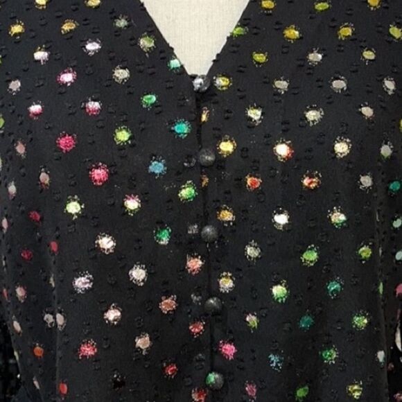 INC Pullover V-Neck Polka-Dot Tie-Hem Blouse - Picture 5 of 11